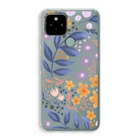 Flowers with blue leaves: Google Pixel 5 Transparant Hoesje