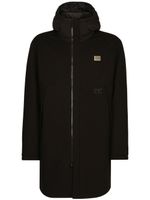 Dolce & Gabbana parka matelassée à plaque logo - Noir