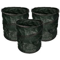 3x stuks donkergoene pop-up tuinafvalzakken 90 liter