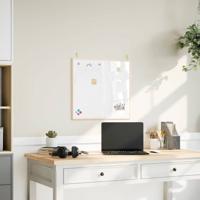 Magnetisch whiteboard met massief grenenhouten frame 60x55 cm