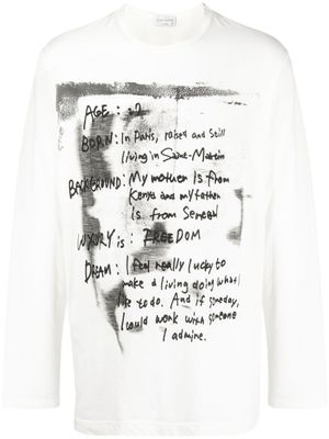 Yohji Yamamoto t-shirt Pigment à manches longues - Blanc