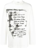 Yohji Yamamoto t-shirt Pigment à manches longues - Blanc
