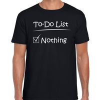 To to list nothing fun tekst t-shirt voor heren zwart - thumbnail