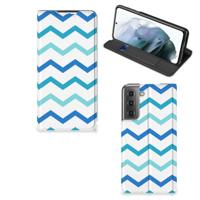 Samsung Galaxy S21 FE | Hoesje met Magneet | Zigzag Blauw