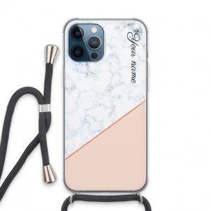 Marmer in stijl: iPhone 13 Pro Max Transparant Hoesje met koord