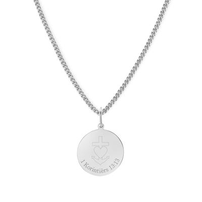 Gepersonaliseerde bijbelvers ketting - Stainless steel - Zilver - Korintiërs 13:13