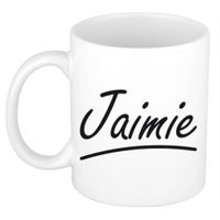 Naam cadeau mok / beker Jaimie met sierlijke letters 300 ml   - - thumbnail