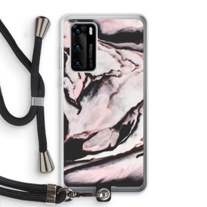 Roze stroom: Huawei P40 Transparant Hoesje met koord