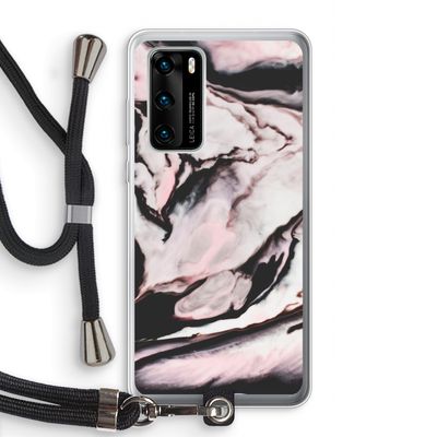 Roze stroom: Huawei P40 Transparant Hoesje met koord