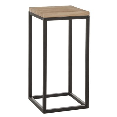 Plantenstandaard Oskar vierkant hout/metaal zwart 30 x 62 cm