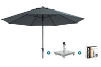 Madison Timor Luxe stokparasol Ø400 cm. - Grey met Sevilla voet en hoes Madison Timor Luxe stokparasol Ø400 cm. - Grey met Sevilla voet en hoes