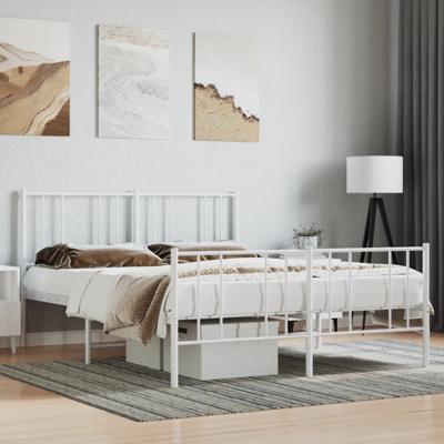 Bedframe met hoofd- en voeteneinde metaal wit 140x200 cm