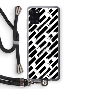 Zwarte vegen: Samsung Galaxy A31 Transparant Hoesje met koord
