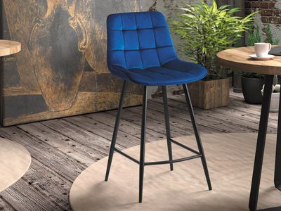 Barkruk JUGLA 95 cm fluweel blauw