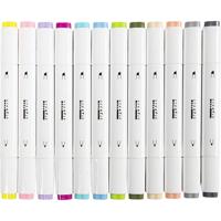 Creativ Company Tekenstift, lijndikte 1+8 mm, pastelkleuren, 12 stuk/ 1 doos
