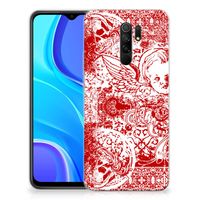 Silicone Back Case Xiaomi Redmi 9 Angel Skull Rood - thumbnail