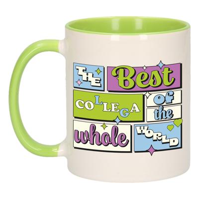 Cadeau koffie/thee mok - de beste collega - van de wereld - groen - 300 ml - keramiek