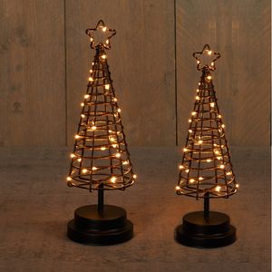 LED kerstbomen - 2x stuks - 3D - 30 en 36 cm - kerstverlichting