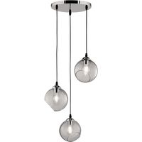 LED Hanglamp - Trion Klino - E27 Fitting - 3-lichts - Rond - Mat Chroom Rookkleur - Aluminium