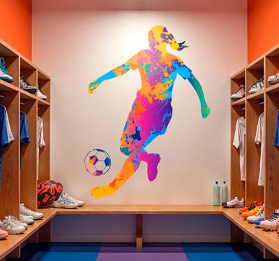 Kleurrijke speler voetbal muursticker