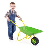 Kinderkruiwagen Kunststof Kruiwagen met Terreinbanden Speelgoedkruiwagen in de vorm van een Kinderkist-Geel en groen