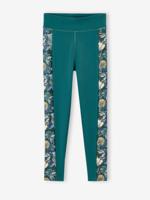 Sportlegging van technisch materiaal meisjes zijstroken exotische bloemen smaragdgroen