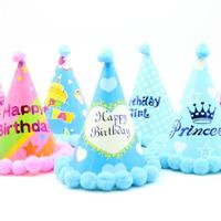3 PC'S kinderen leeftijd aankleden partij levert bal verjaardag hoed papier Rainbow Pom-Pom GLB kleur: stijl en kleur willekeurige levering