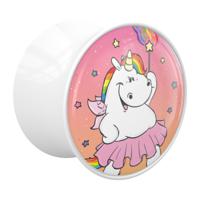 Double Flared Plug met Chubby Unicorn Design Acryl Tunnels & Plugs