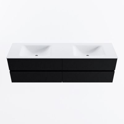 MONDIAZ VICA 170cm badmeubel onderkast Urban 4 lades. Wastafel CLOUD dubbel 2 kraangaten, kleur Talc.