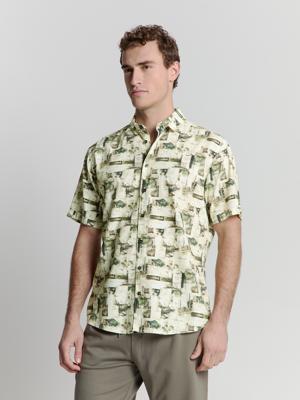 No- Excess Shirt Short Sleeve Allover Printed Overhemd 050 Green