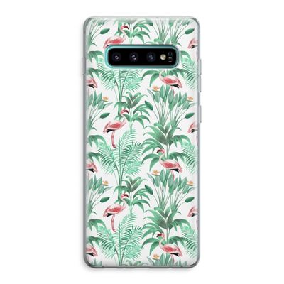 Flamingo bladeren: Samsung Galaxy S10 Plus Transparant Hoesje