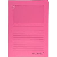 Q-CONNECT L-map met venster, 120 g/m², A4, pak van 100 stuks, roze