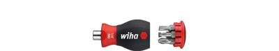 Wiha 380104 Schroevendraaier met bitmagazijn magnetisch sleufkop, Pozidriv met 6 bits, Stubby, 1/4" - 33764