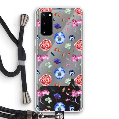 Bloemetjes: Samsung Galaxy S20 Transparant Hoesje met koord