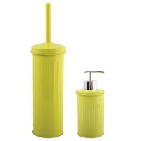 Toiletborstel in houder 38 cm/zeeppompje set Industrial - metaal - appel/lime groen