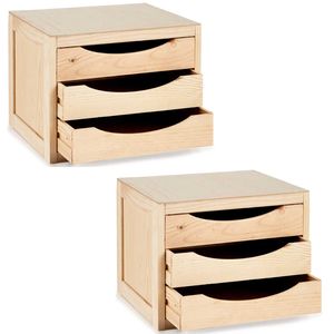 2x Stuks Kantoor organiser ladeblokken hout 39 x 30 x 29 cm - 3x lades