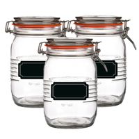 Weckpot/inmaakpot - 6x - 1L - glas - met beugelsluiting - incl. etiketten