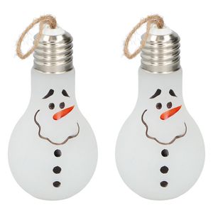 2x Kerst LED lampjes sneeuwpop/sneeuwman 18 cm - Feestdecoratievoorwerp