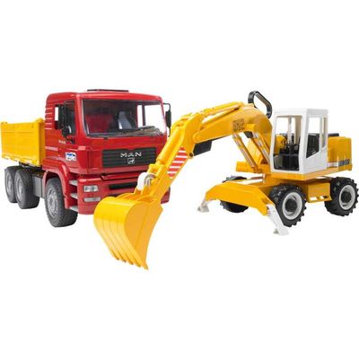 bruder MAN TGA Kiepwagen met Liebherr kraan modelvoertuig