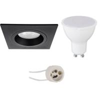 LED Inbouw Spot Set - Vierkant - Mat Zwart - GU10 - 8W - Koud Wit 6400K