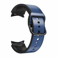 2 in 1 siliconen/ leren bandje - Blauw - Samsung Galaxy Watch 4 - 40mm & 44mm