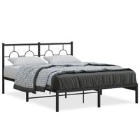 Bedframe met hoofdbord metaal zwart 140x190 cm