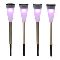 6x RVS Buiten/tuin LED stekers solar verlichting 36 cm gekleurd - thumbnail