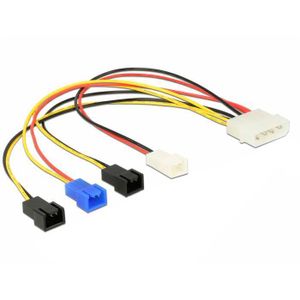 Voedingskabel Molex 4 pin male > 4 x 2 pin fan Kabel