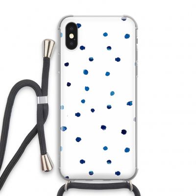 Blauwe stippen: iPhone X Transparant Hoesje met koord
