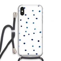 Blauwe stippen: iPhone X Transparant Hoesje met koord