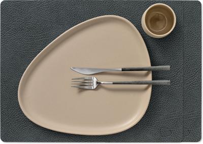 LIND DNA Placemats Hippo - Leer - Black Anthracite - 45 x 35 cm - 2 Stuks