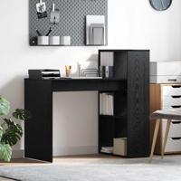 Bureau met plank Zwart eiken 108 x 55 x 103.5 cm Bewerkt hout