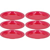 6x Ontbijtbordje rood 20 cm kinderservies van plastic/kunststof - thumbnail
