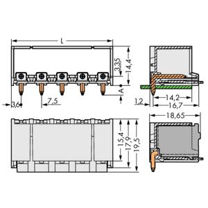 WAGO 2092-3425 Male behuizing (board) 2092 Totaal aantal polen: 5 Rastermaat: 7.50 mm Inhoud: 100 stuk(s)